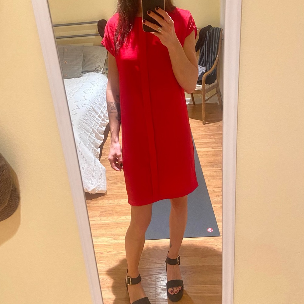 Mango MNG Red Satin Box Dress XS